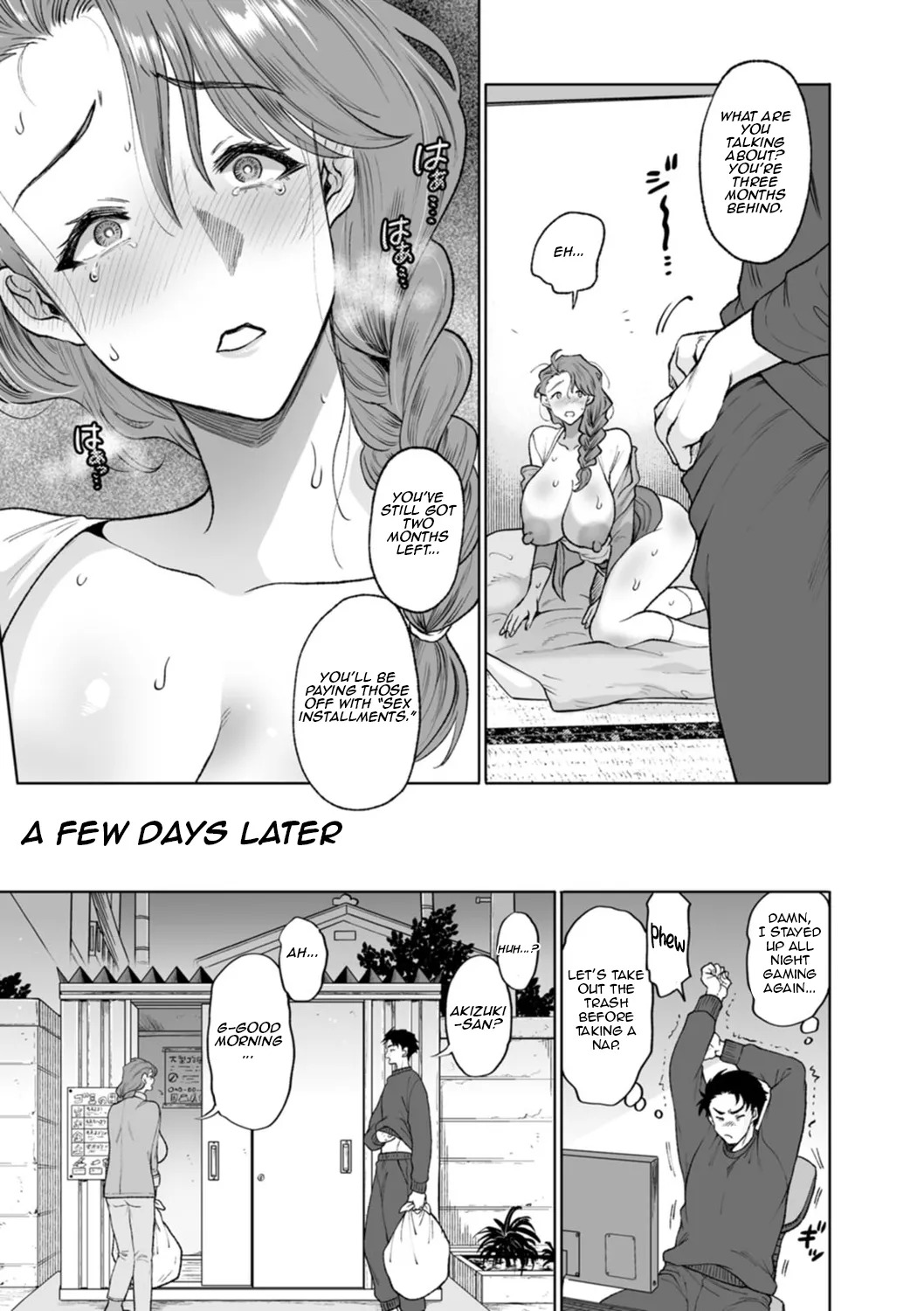 [Kijima Daisyarin] Chinkobi Apartment ~Fukou Hitozuma x Seikou Harai Hen~ | Cock-Pleasing Apartment: Unlucky Married Woman × Payment-in-Sex Edition (Nyuyoku Onsen) [English] [Aishi21] [Digital] - Page 13