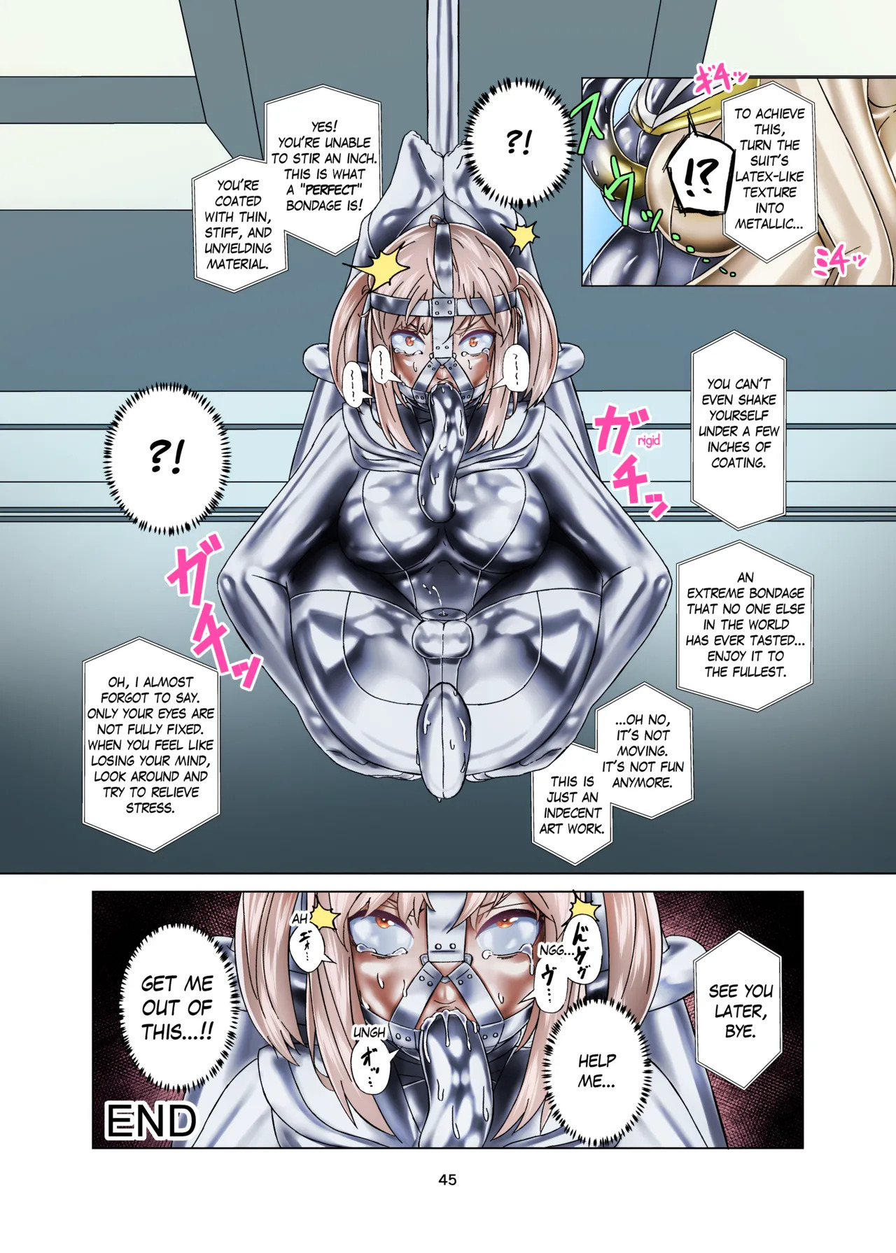 [Gumigumi Gou (Gumi11-gou)] Kimi Senyou Kousoku Kyousei Mesuiki Suit | Extreme Bondage and MESUIKI Costume Test with YOU [English] {Hen_Colorist} [Decensored] [Colorized] [Digital] - Page 45