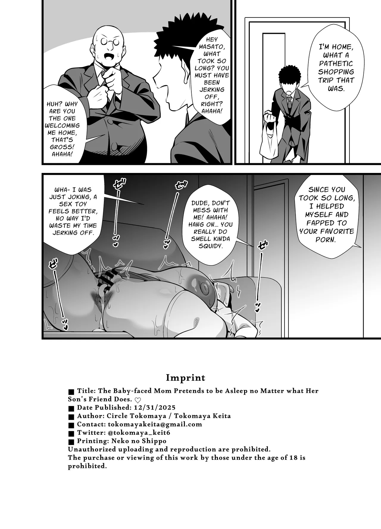 [Circle Tokomaya (Tokomaya Keita)] Musuko no Tomodachi ni Nani o Sarete mo Neta Furi o Yamenai Goumou Dougan Mama | Hairy Mother Pretends To Sleep While Her Son's Friends Toy With Her [English] [Penguin Piper] [Digital] - Page 51