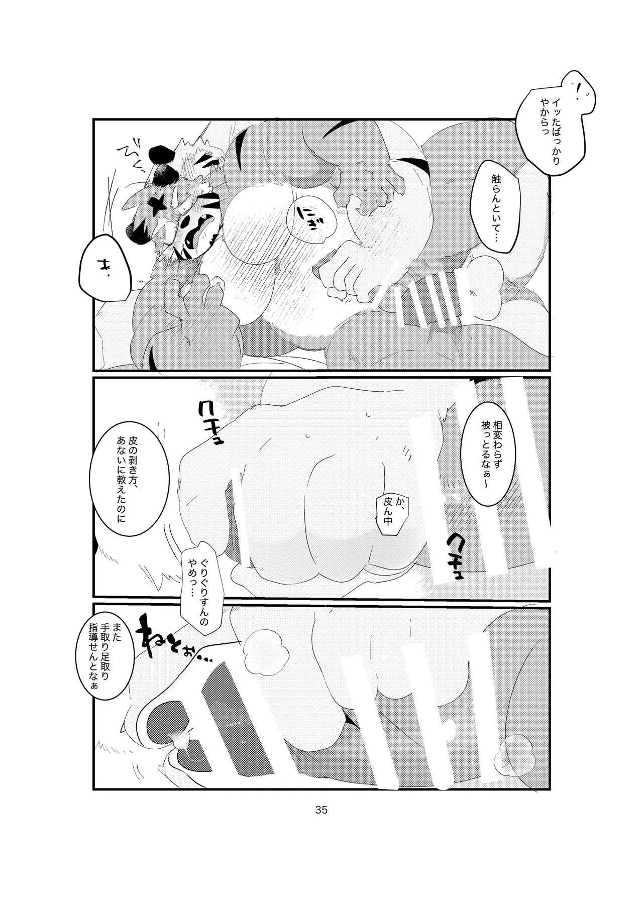 [ヒャクhyaku] 双子の関西弁虎おっさんが騙されてAV出演する本 [Japanese][Digital] - Page 33