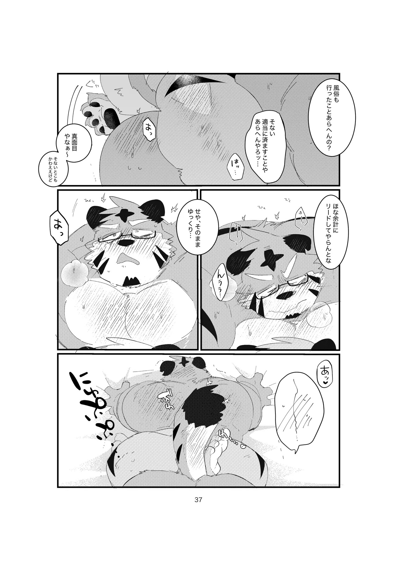 [ヒャクhyaku] 双子の関西弁虎おっさんが騙されてAV出演する本 [Japanese][Digital] - Page 35