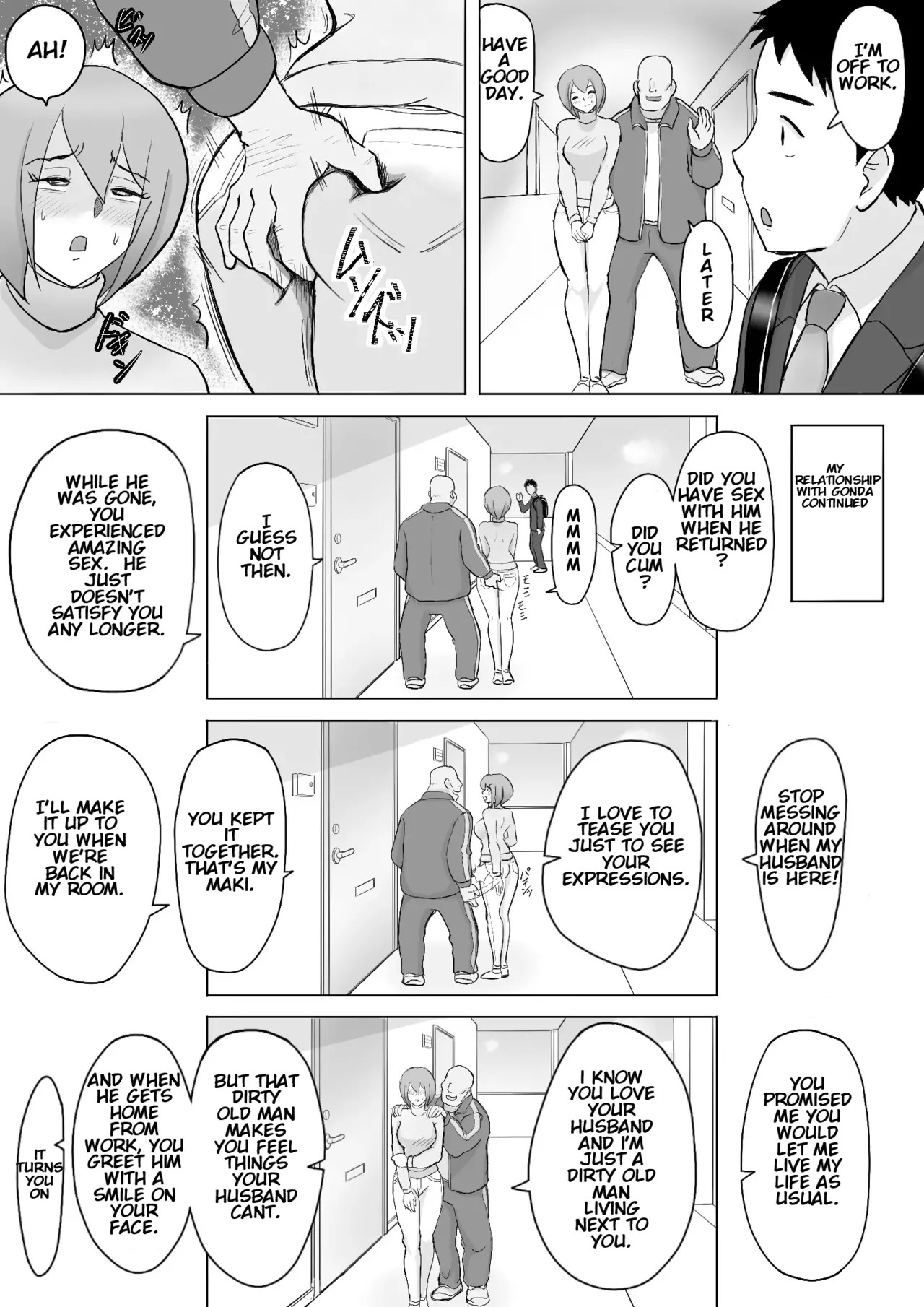 [Nantomo-san] Maki wa Yasashii Otto no Tame ni Mayu wa Dekachin Otto no Tame ni Toukousha Gonda Goukichi | Maki married to a gentle husband is corrupted by her neighbor Gonda Gokichi [English] - Page 67