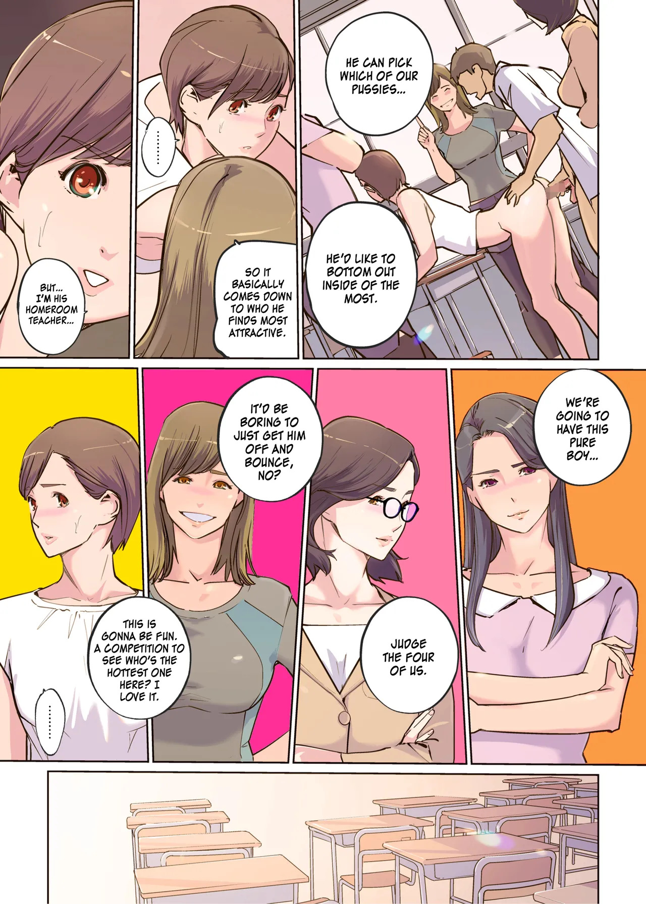 [C.N.P (Clone Ningen)] Onna Kyoshi 4-nin no Hatenaki Mesu Bato | Erotic Fight Between Four Monster Female Teachers [English] [Kinsei Translations] - Page 20