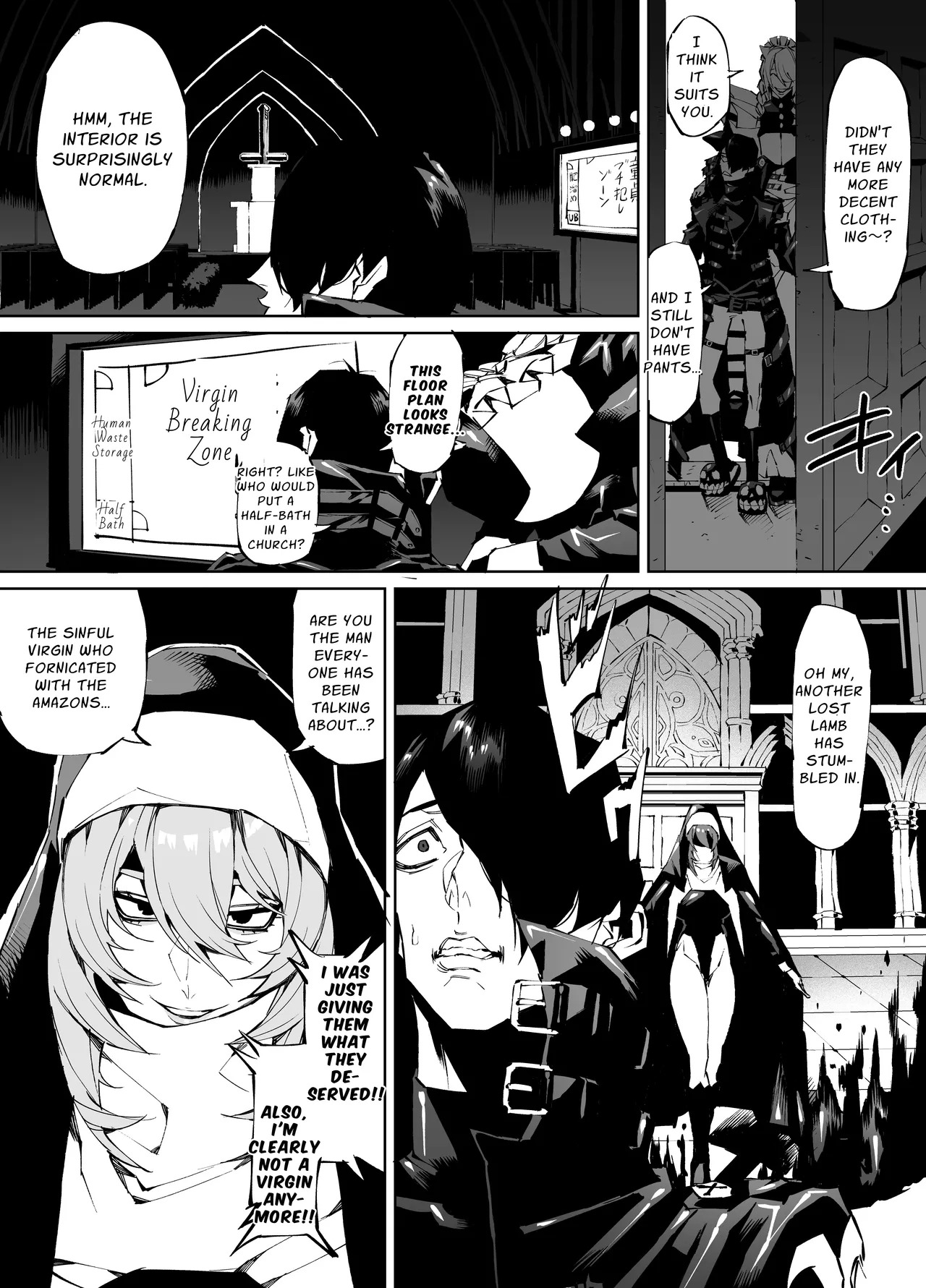 [Yakiniku Tabetei (Pobotto)] Kyokon Tensei -Seiki Shijou Shugi na Isekai ni Tensei shita no de Bakunyuu Bijo to Hame Makuri -Gyaru Amazon & Inran Sister Hen- | Big Dick Reincarnation ~Fuckin' Big Titty Babes in a Genital Supremacism World~ Amazoness & Nun [English] {Penguin Piper} - Page 27