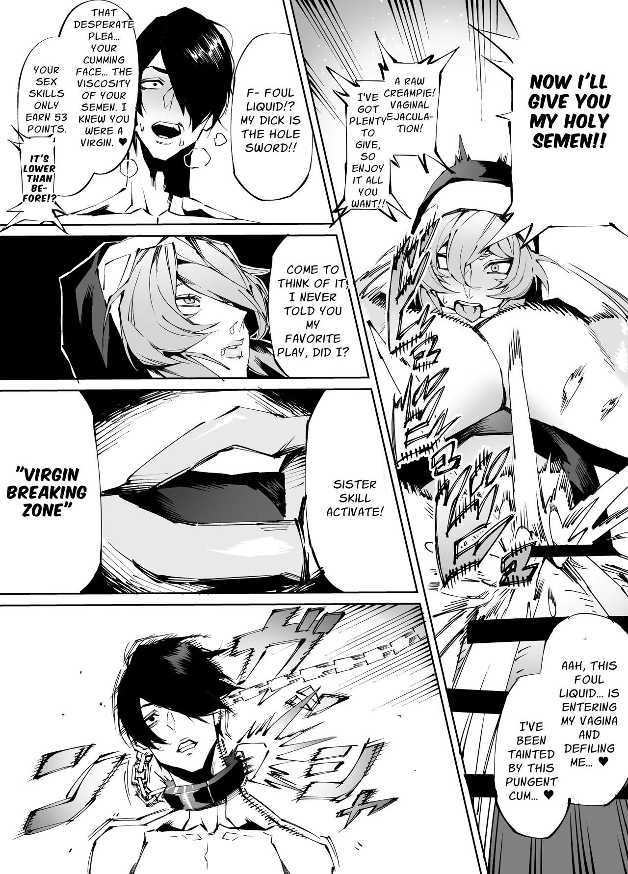 [Yakiniku Tabetei (Pobotto)] Kyokon Tensei -Seiki Shijou Shugi na Isekai ni Tensei shita no de Bakunyuu Bijo to Hame Makuri -Gyaru Amazon & Inran Sister Hen- | Big Dick Reincarnation ~Fuckin' Big Titty Babes in a Genital Supremacism World~ Amazoness & Nun [English] {Penguin Piper} - Page 34