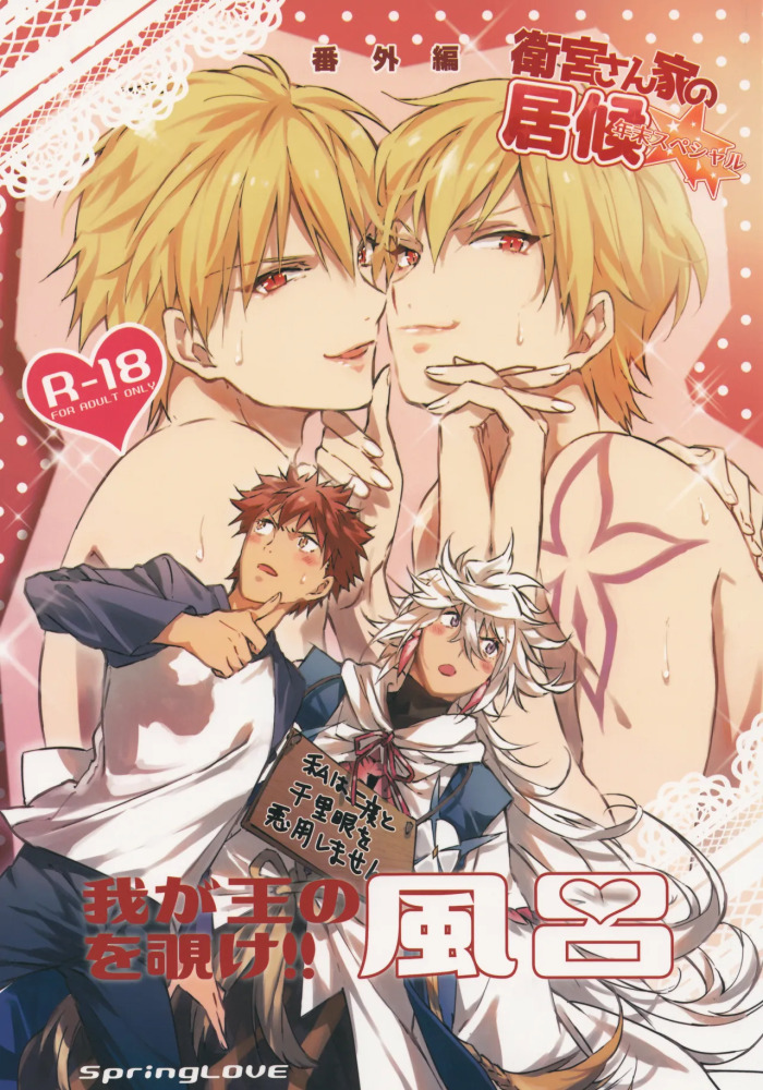 (Dai 11-ji ROOT4to5) [SpringLOVE (Madara)] Emiya-san-ka no Isoro Nenmatsu SP Bangaihen Waga O no Furo wo nozoke!! (Fate/Grand Order)