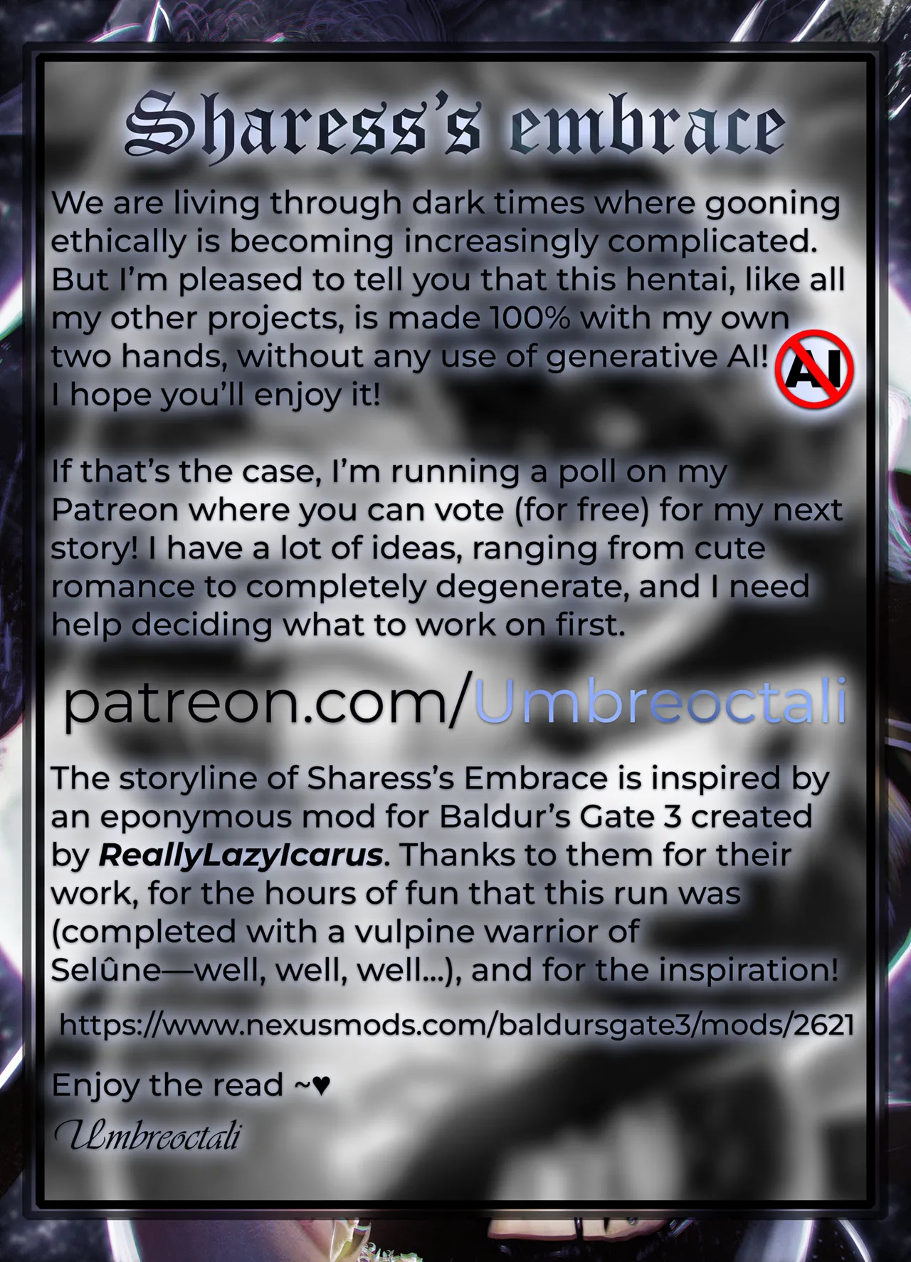 『Sharess's Embrace by Umbreoctali』An erotic story set in the universe of Dungeons & Dragons (English) - Page 2