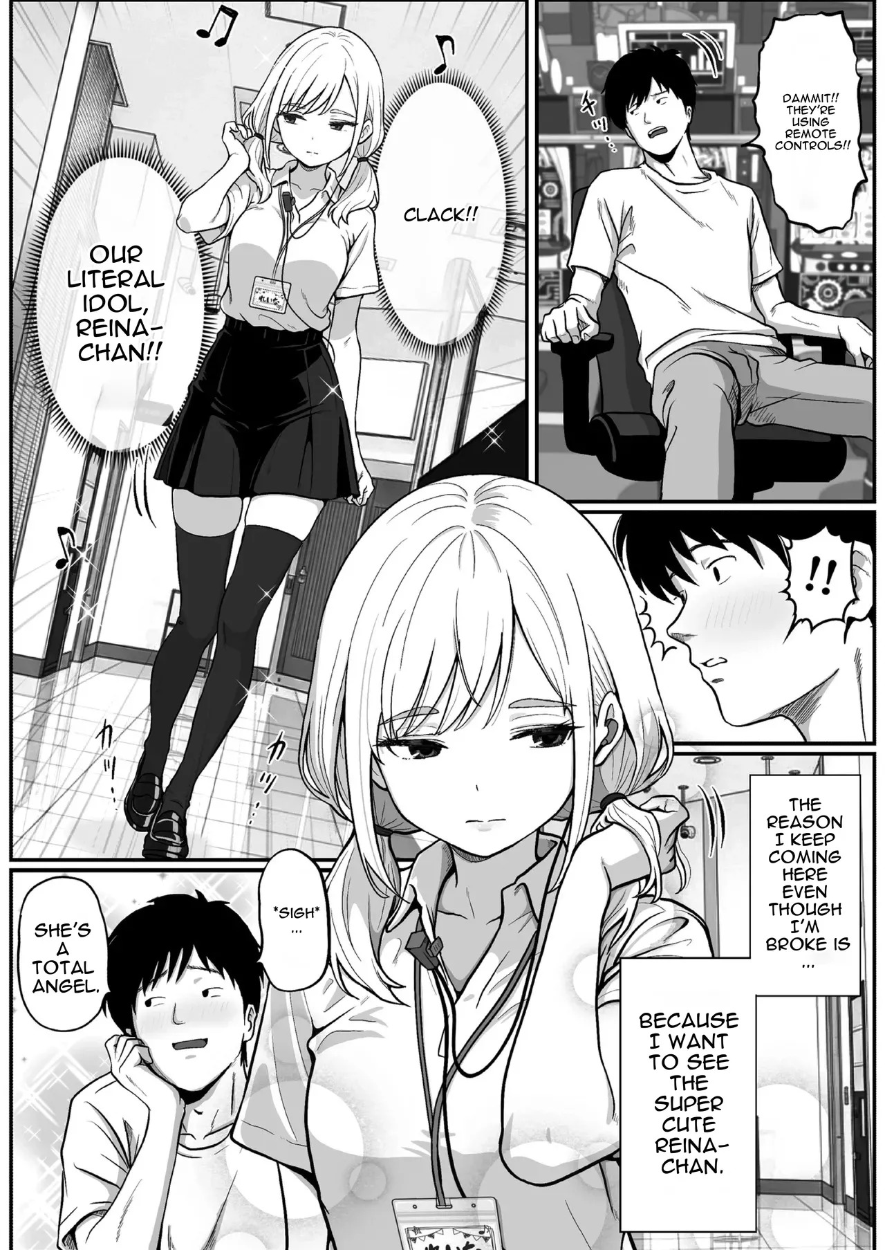 [Shishimaru] Pachi-ya no Idol Tenin Reina-chan o Onaho ni Shita Hanashi [English] - Page 5