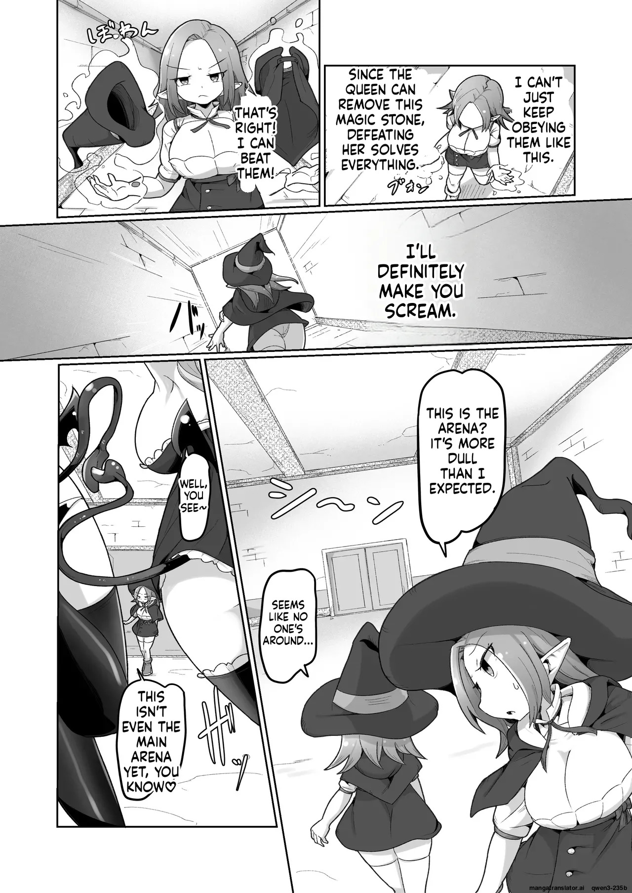 [Echie Kokufuku Aka (Monota)] Haiboku Show Colosseum 1 Kaisenme Tsuyo Tsuyo Majutsushi-chan VS Shintai Kaihatsu ga Tokuina Shou Akuma Succubus-chan (SCANMTL) - Page 10