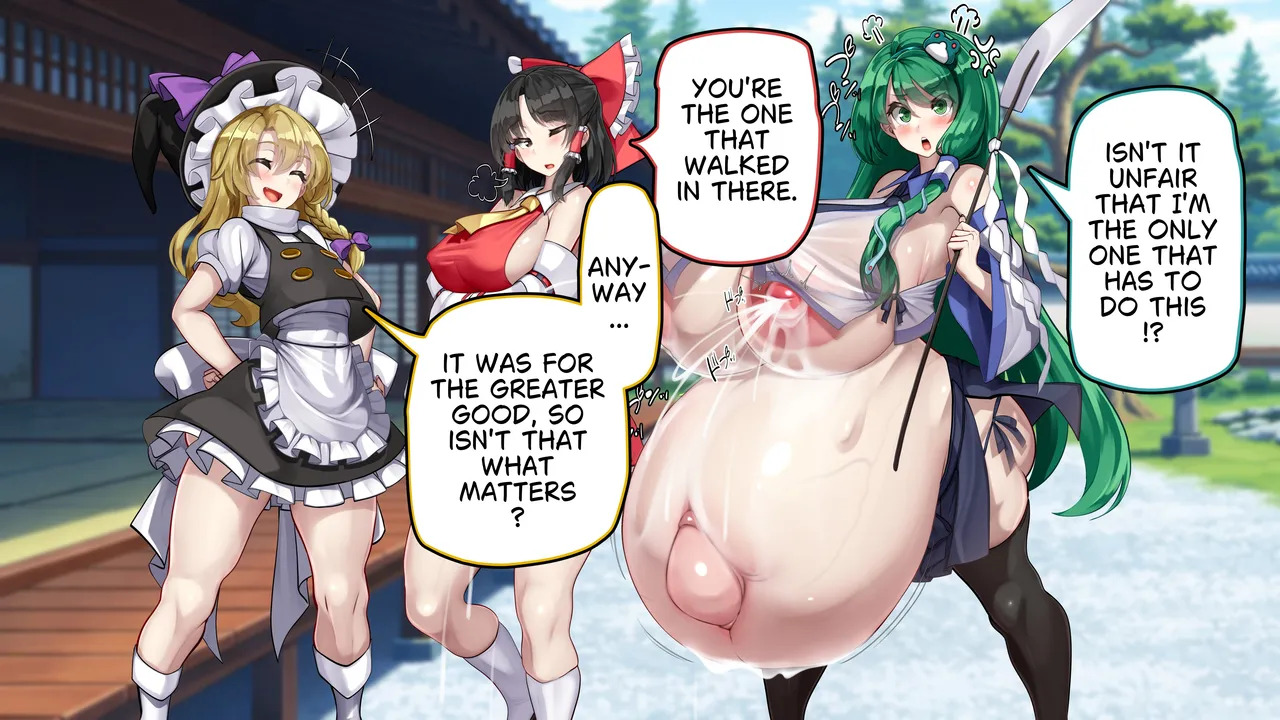 [Kawahagitei] Touhou Youyoumu ~Ihen Kaiketsu wa... Haramu koto!?~ | Sanae Solves the Incident… by Getting Pregnant!? (Touhou Project) [English] - Page 124