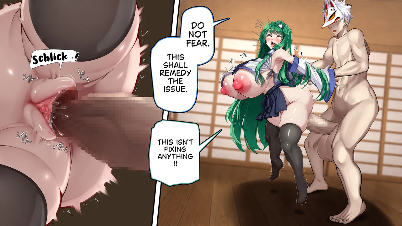 [Kawahagitei] Touhou Youyoumu ~Ihen Kaiketsu wa... Haramu koto!?~ | Sanae Solves the Incident… by Getting Pregnant!? (Touhou Project) [English] - Page 46